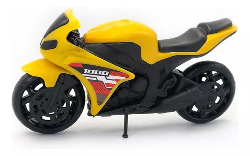 Brinquedo Moto de Corrida 1000 Branca Infantil Esportiva c/ Apoio Bs Toys  Motinha p/ Crianças Meninos Decoração Coleção