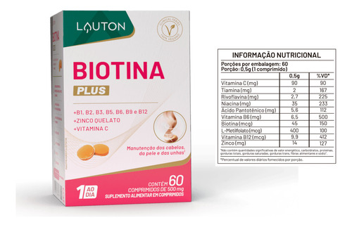 Biotina Com B1 B2 B3 B5 B6 B9 B12 Zinco Quelado Vitamina C