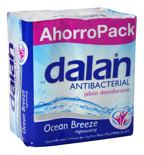 Imagen 2 de 3 de Dalan Jabón Barra Ocean Breeze 3-pack 115gr 24 Paqxbulto