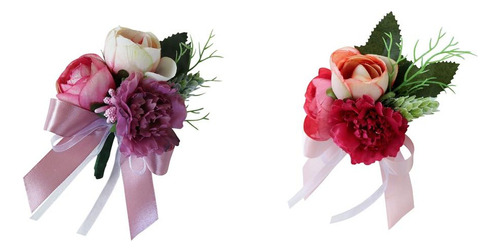 2pcs Wedding Carnation Silk Flower Boutonniere Ramillete De