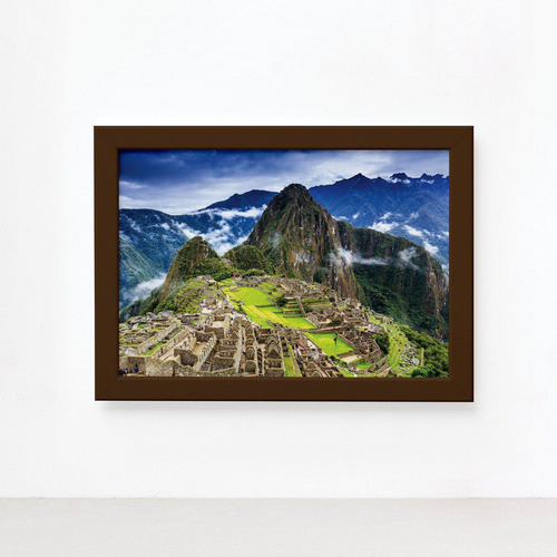 Quadro Paisagem Peru Machu Picchu Moldura Marrom 33x43cm