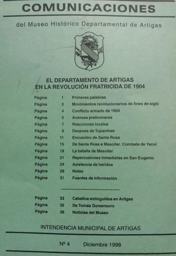 El Departamento De Artigas En La Revolucion De 1904 Masoller