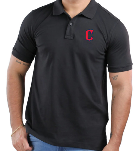 Chemise Piqué Unicolor Caballero Cleveland Guardians Sm L Xl