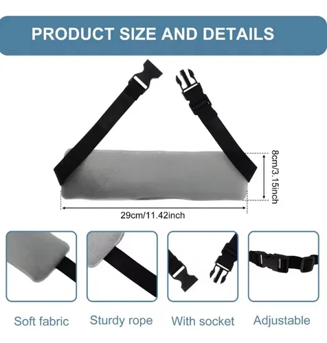 Corturas De Almohada De 2x Cuello Avión Accesoria De Gris