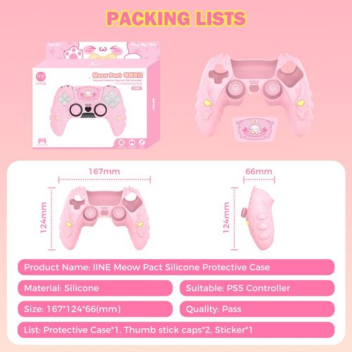 Funda Suave Antideslizante Para Controller Ps5 Rosa