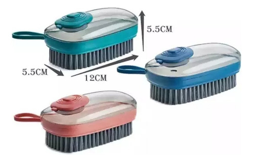 Escova Com Dispenser Detergente Sabão Roupas Sapatos Louça