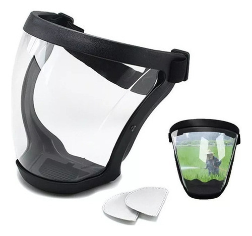 Máscara Poeira Facial Transparente Proteção Total Shield Cor Moldura cinza lente cristal