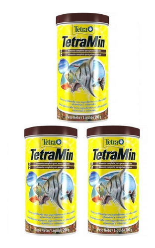 Kit 3 Unidades Ração P/ Peixes Treta Min Flakes 1l 200g