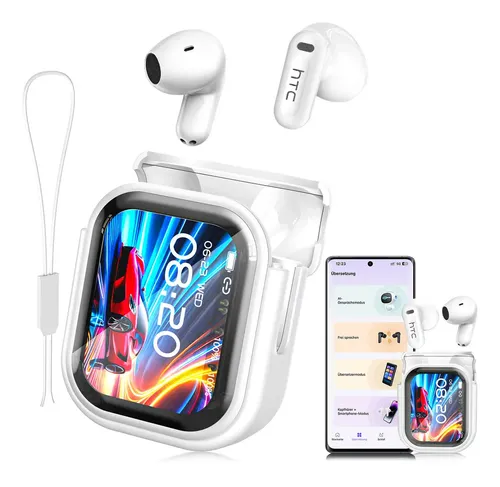 Audífonos Inalámbricos HTC NE20 In-Ear con Pantalla y Traductor IA, Blancos