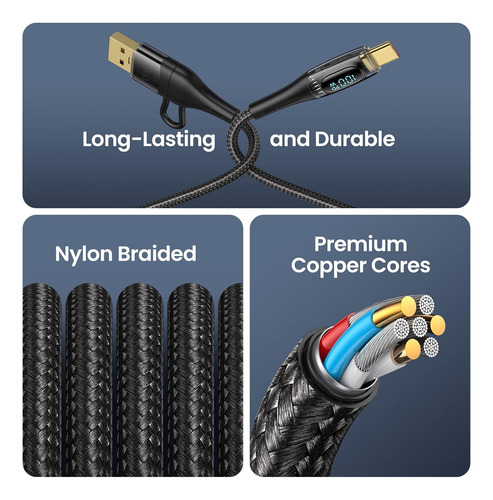 Cable De Carga Usb C A Multi, Usams 100w 4ft 5a Tipo C T...