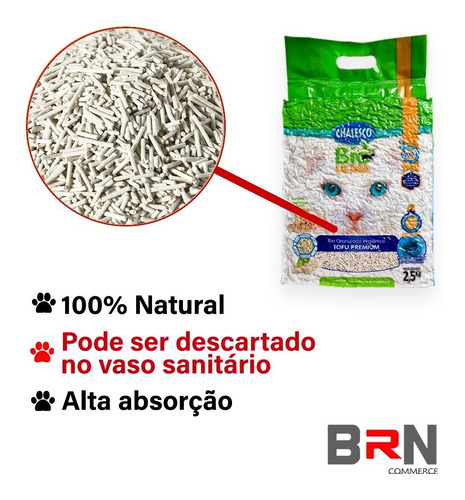 Areia De Gato Biodegradável Pacote 2,5kg Tofu Chalesco
