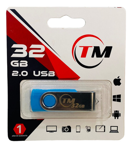 Memoria Usb 32 Gb Vel. Escritura De 2.0 14 Mb/s De Lectura