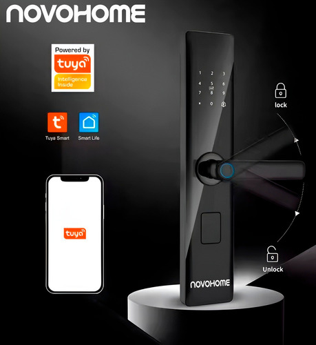 Cerradura Electronica Inteligente Novohome Nh-sl35 Digital Smart Lock Huella Dactilar + Aplicacion + Tarjeta De Acceso + Contraseña + Llave De Emergencia