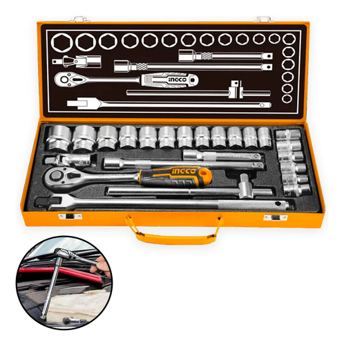 Set Juego De Dados Llave Tubo Ingco 24pcs ½'' Herramientas