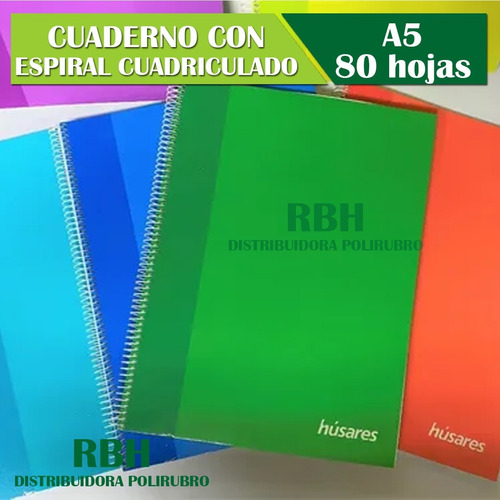 Cuaderno Con Espiral A5 Esquela Husares X 80 Hojas Pack X10