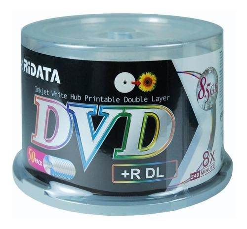 Imagen 1 de 2 de Disco virgen DVD+R DL Ridata imprimible de 8x por 50 unidades