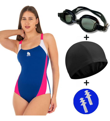 Combo Malla Natación Deportiva Quickly® Antiparras + Gorro