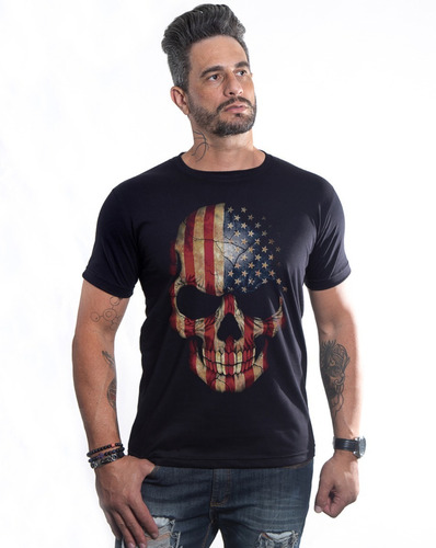 Camiseta American Skull Black Caveira Camisa Harley Davidson
