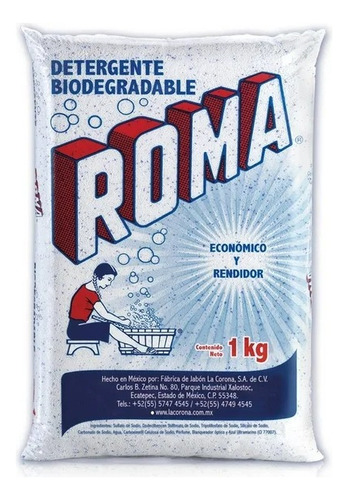 6 Pza Detergente En Polvo Roma Multiusos Biodegradable 1 Kg