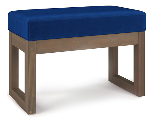 Banco Otomano Rectangular 68 Cm Terciopelo Azul Sala Dormito