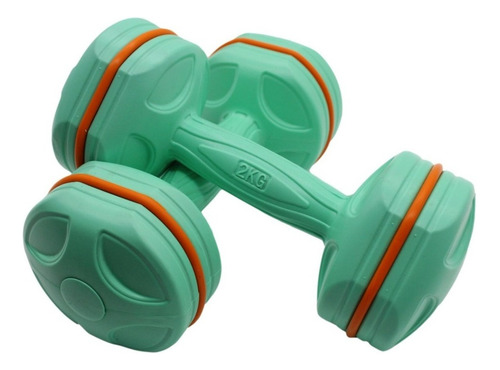 1 Pza Pesas Mancuernas 2 Kg Cemento Polimero Abs Gym Fitness Color Verde