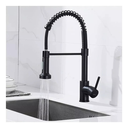 Grifería Para Cocina Flexible Monocomando Canilla Negra Alta