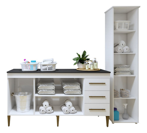 Lavanderia Modulada 1 Armário Multiuso E Balcão Osasco