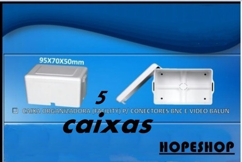 Kit 5/cx Sobrepor Quadrada 95x70x50mm Branca Cftv Balun 