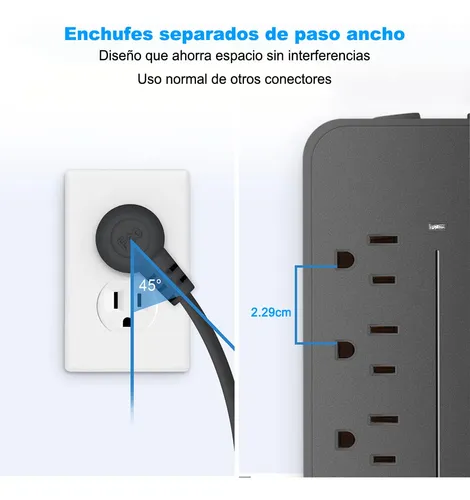 Ruiyue Regleta Multicontacto Usb, De Alimentación Y