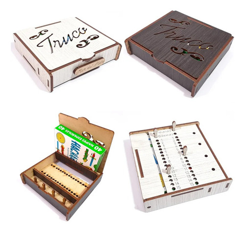 Caja Truquera De Madera Con Nipes Con Anotador Juego De Mesa