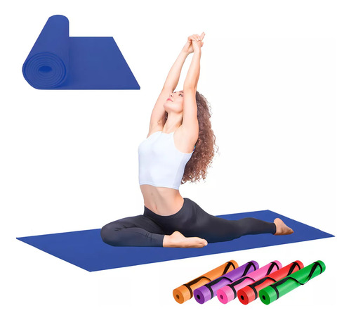 Tapete Portátil Yoga Pilates Fitness Ejercicio Relajación Color Azul
