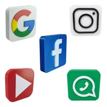 Comprar Logos Redes Sociais Ícones Decoração Streamer Live Geek 3d