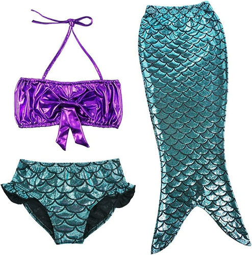 Tfjh E 3pcs Niños Niñas Fancy Princess Swimmable Mermaid