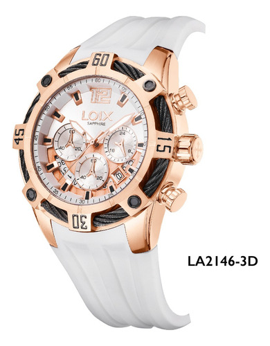 Reloj Hombre La2146-3 Blanco Con Oro Rosa, Tablero Blanco