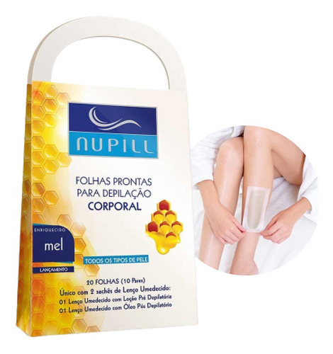 10cx Folhas Prontas Depilação Corporal Mel Nupill 20 Folhas