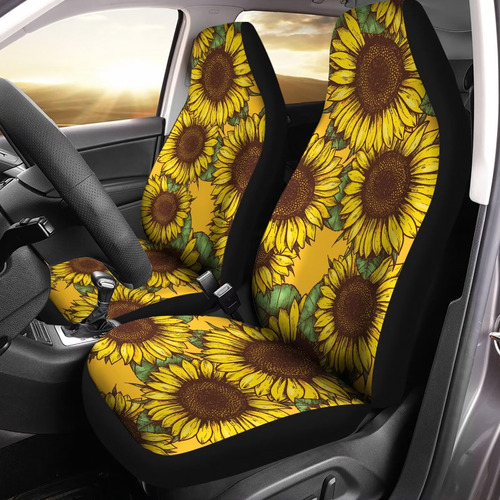 Bulopur Vintage Yellow Sunflower Universal Car Seat Cover Se