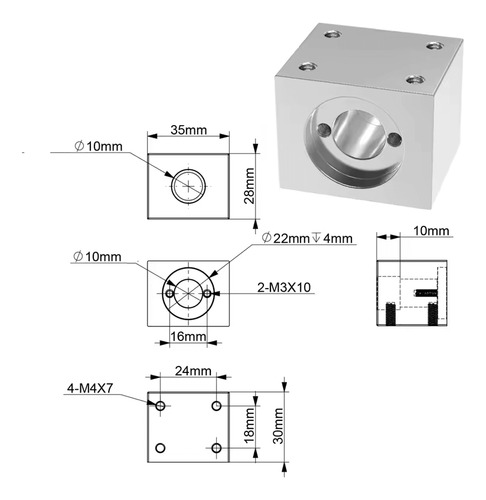 Base Para Tuerca Trapezoidal T8,husillo, Barra Roscada, 3d