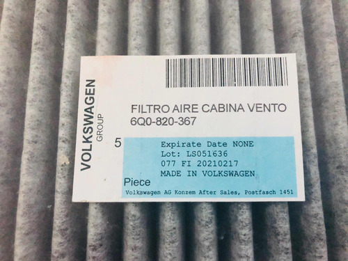 Filtro De Cabina Vento Polo Gol Saveiro Tiguan 6q0-820-367