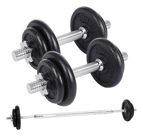 Set Barra Mancuernas Atletis Metal 50 Kg Negro