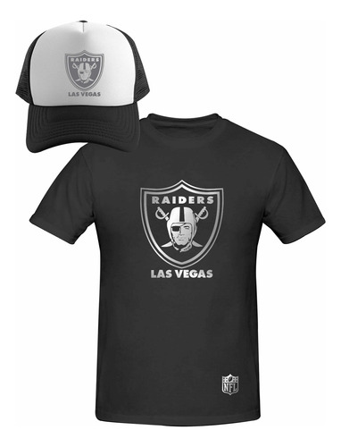 Kit Playera + Gorra Sublimada Mod Las Vegas Raiders Nfl