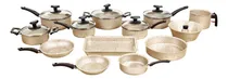 Comprar Jogo De Panelas Antiaderente 13 Peças Conjunto Em Alumínio Revestimento Teflon Com Tampa De Vidro Fundo Antiderrapante Inmetro Cor Marfim Bianco