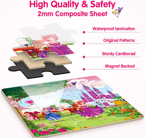 Puzzle Magnético Synarry: Unicornio, Sirena Y Princesa