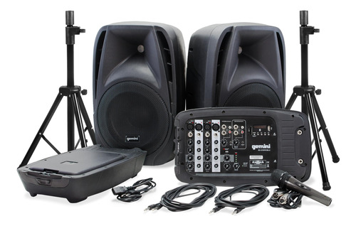 Gemini Es-210mxblu Con Bluetooth, Sistema Pa Portable Con Me