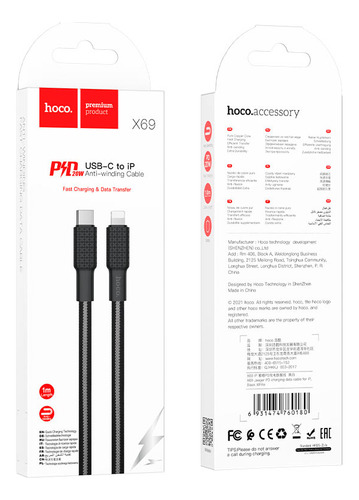 Cable De Carga Hoco X69 Usb-c Para iPhone 20w