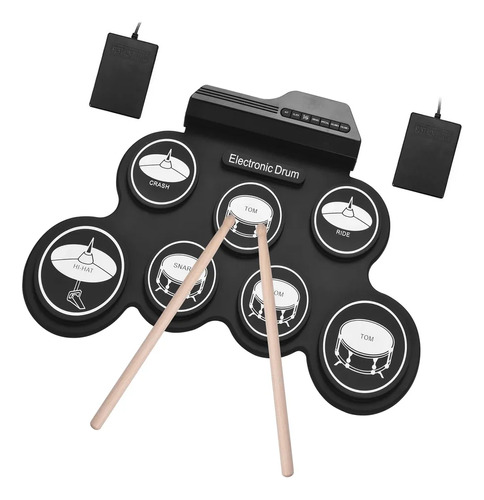 Conjunto De Bateria Eléctrica Digital Portátil Con Baquetas 