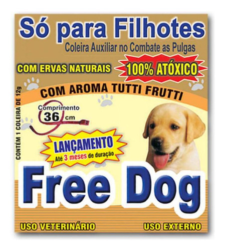 Coleira Cães Filhotes Antipulgas 36cm Free Dog