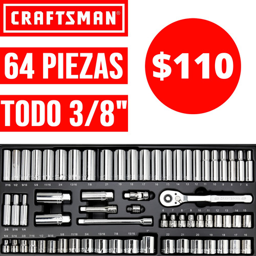 Craftsman Juego De Dados Metrico 25 Piezas 3/8  * Original