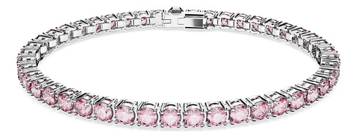 Brazalete De Tenis Matrix De Swarovski, Cristales Rosados ??