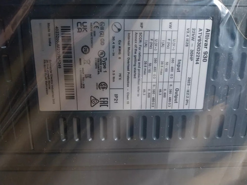Inversor De Frequencia Altivar 930 30hp Atv930d22n4 380/480v Schneider