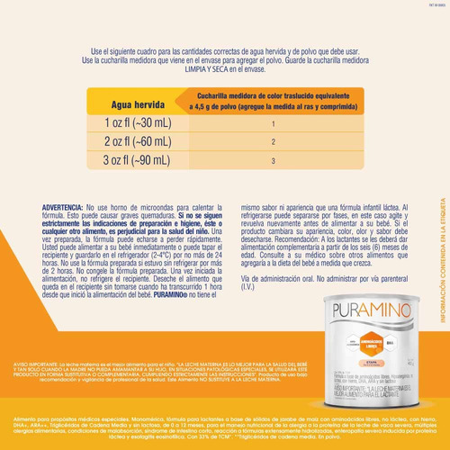 Fórmula Infantil Puramino Hipoalergénica - 6 Latas 2.4 Kg